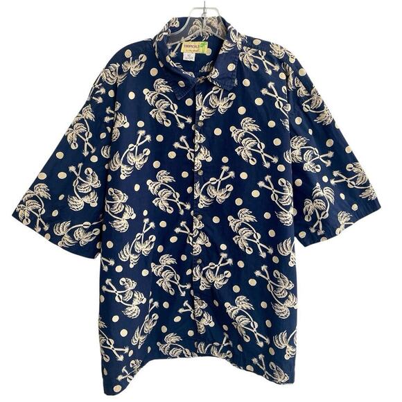 Vintage Tropicals Hawaiian Button Down Shirt Large Palm Trees Beach Vaca… - Picture 1 of 6